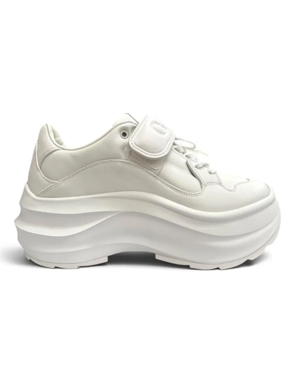 Gucci Logo Platform Wave Leather Sneakers White